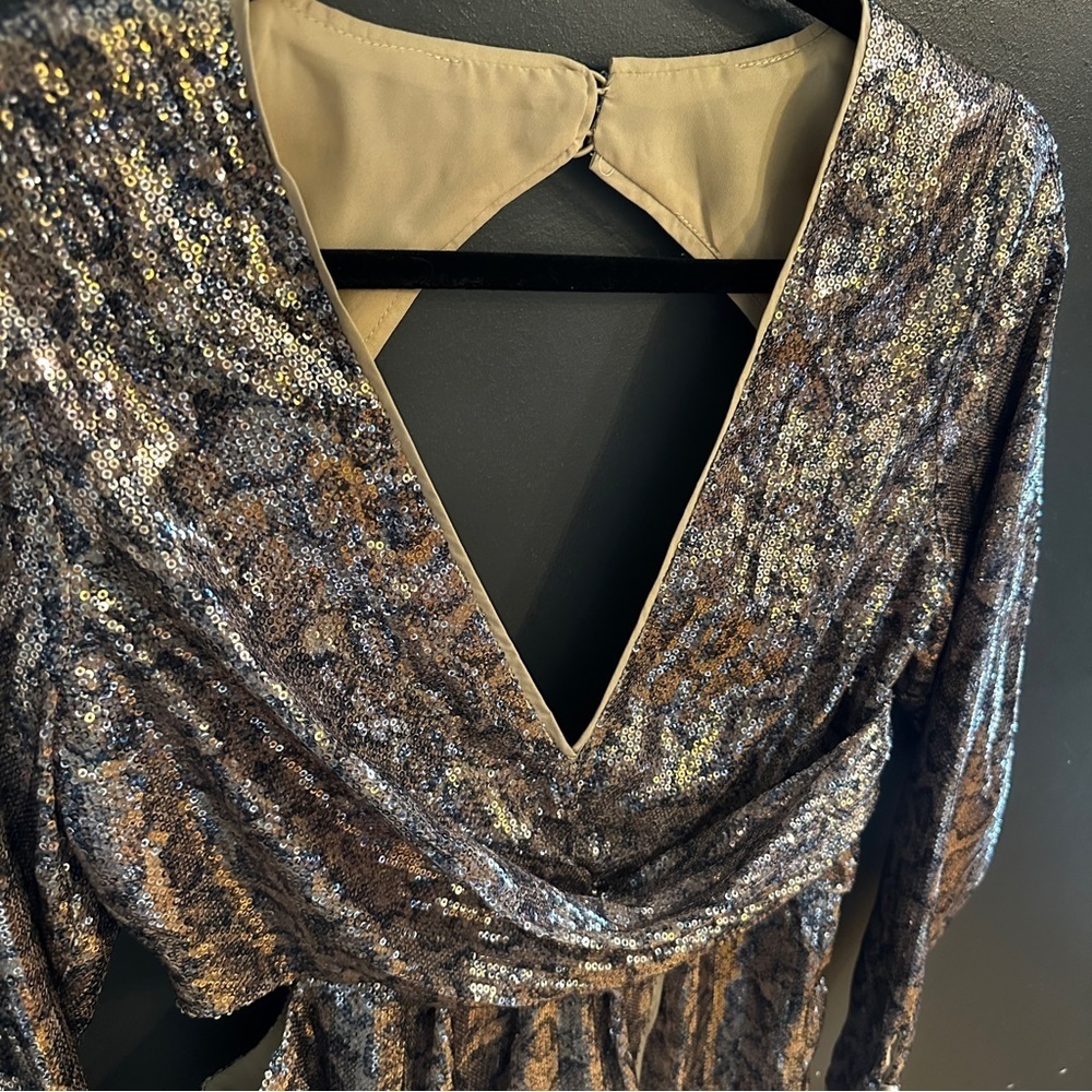 Nwt Asos Open Back Sequin Snake Print Mini Dress … - image 5